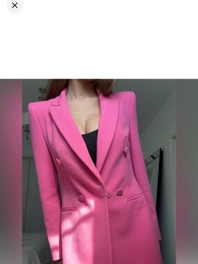Zara Hot Pink Double-Breasted Blazer Jacket